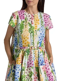 Foxgloves-Print Stretch-Cotton Poplin Minidress