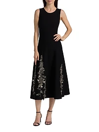 Bead-Embroidered Jacquard Knit Cocktail Dress
