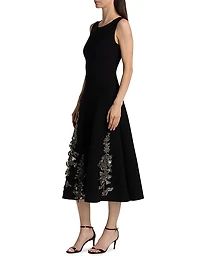 Bead-Embroidered Jacquard Knit Cocktail Dress