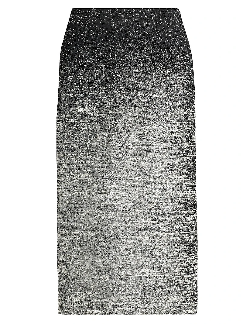Metallic Ombré Bouclé Knit Pencil Skirt