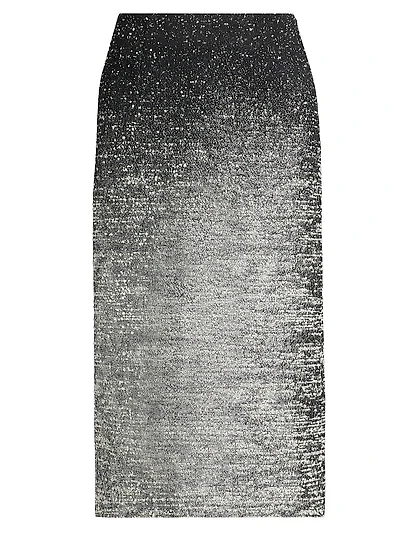 Metallic Ombré Bouclé Knit Pencil Skirt