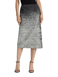 Metallic Ombré Bouclé Knit Pencil Skirt