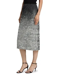 Metallic Ombré Bouclé Knit Pencil Skirt