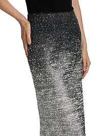 Metallic Ombré Bouclé Knit Pencil Skirt