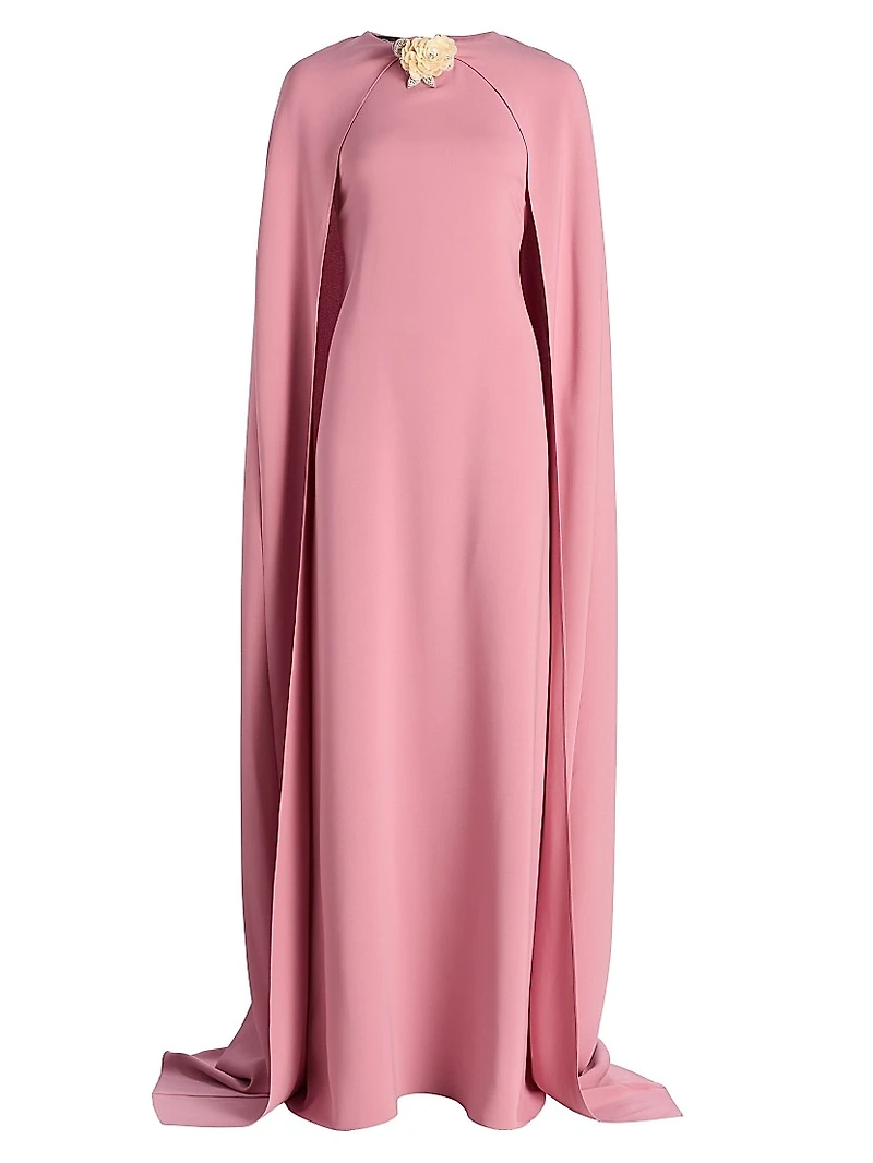 Draped-Sleeve Silk-Blend Caftan Gown