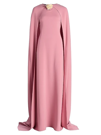 Draped-Sleeve Silk-Blend Caftan Gown