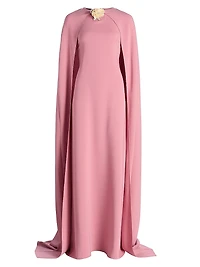 Draped-Sleeve Silk-Blend Caftan Gown