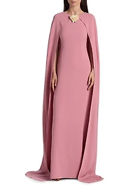 Draped-Sleeve Silk-Blend Caftan Gown