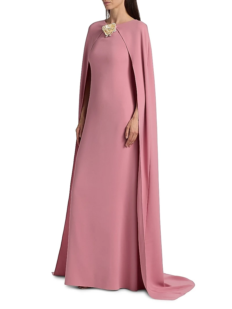 Draped-Sleeve Silk-Blend Caftan Gown