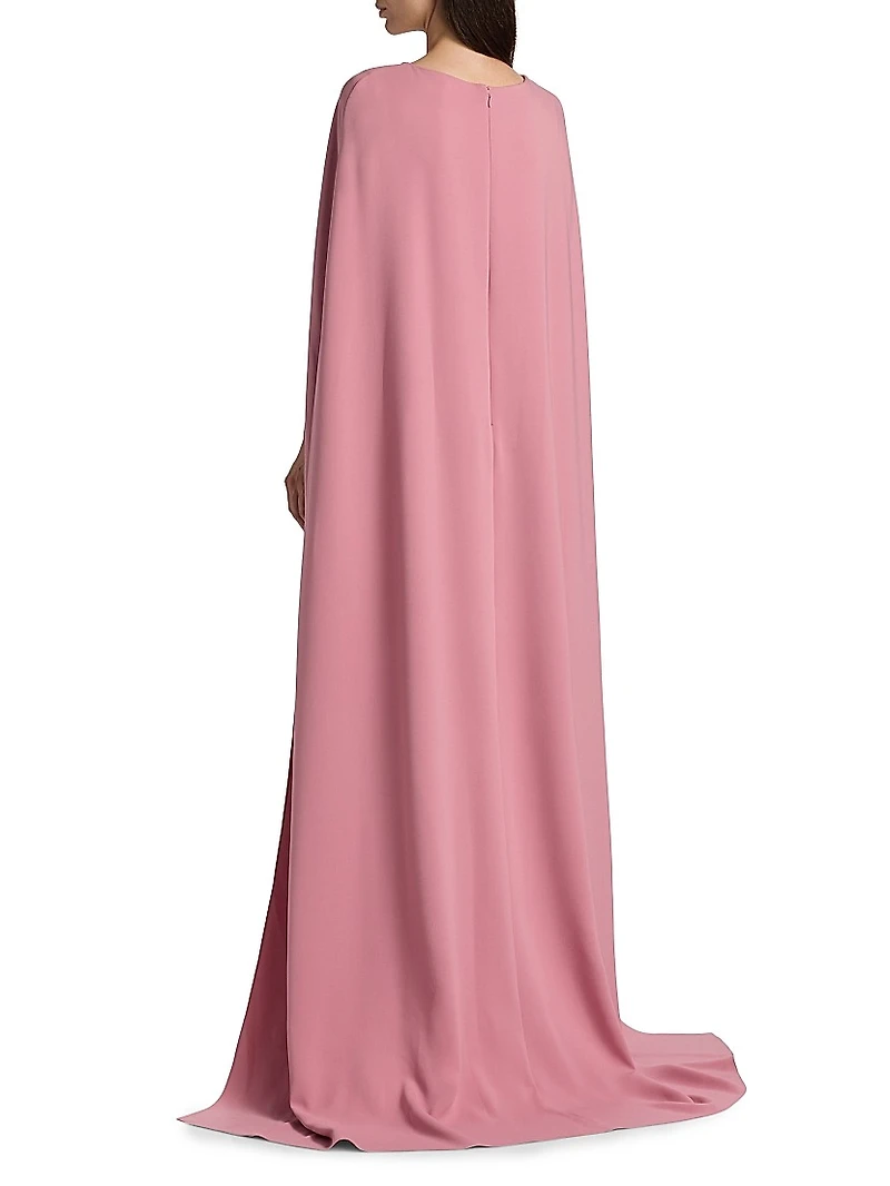 Draped-Sleeve Silk-Blend Caftan Gown