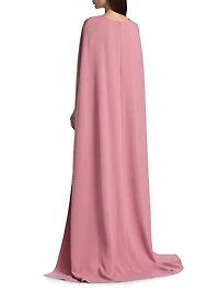 Draped-Sleeve Silk-Blend Caftan Gown