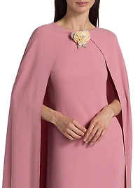 Draped-Sleeve Silk-Blend Caftan Gown