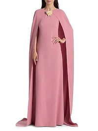 Draped-Sleeve Silk-Blend Caftan Gown