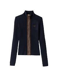 Cashmere and Leather Zipper Cardigan