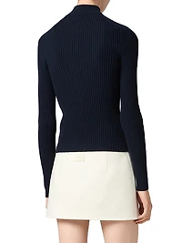 Cashmere and Leather Zipper Cardigan