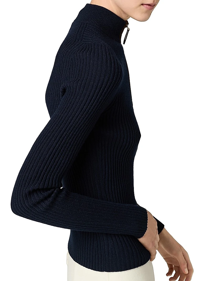 Cashmere and Leather Zipper Cardigan