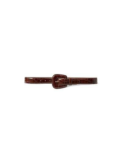 Elsy Croc-Embossed Leather Belt