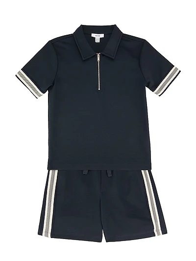 Little Boy's & Terrel Quarter-Zip Shirt Shorts Set