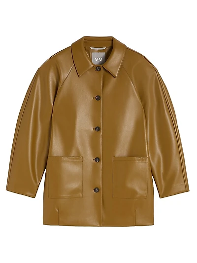 Nappa Leather Look Jersey Pea Coat