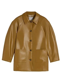 Nappa Leather Look Jersey Pea Coat