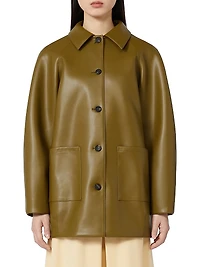 Nappa Leather Look Jersey Pea Coat