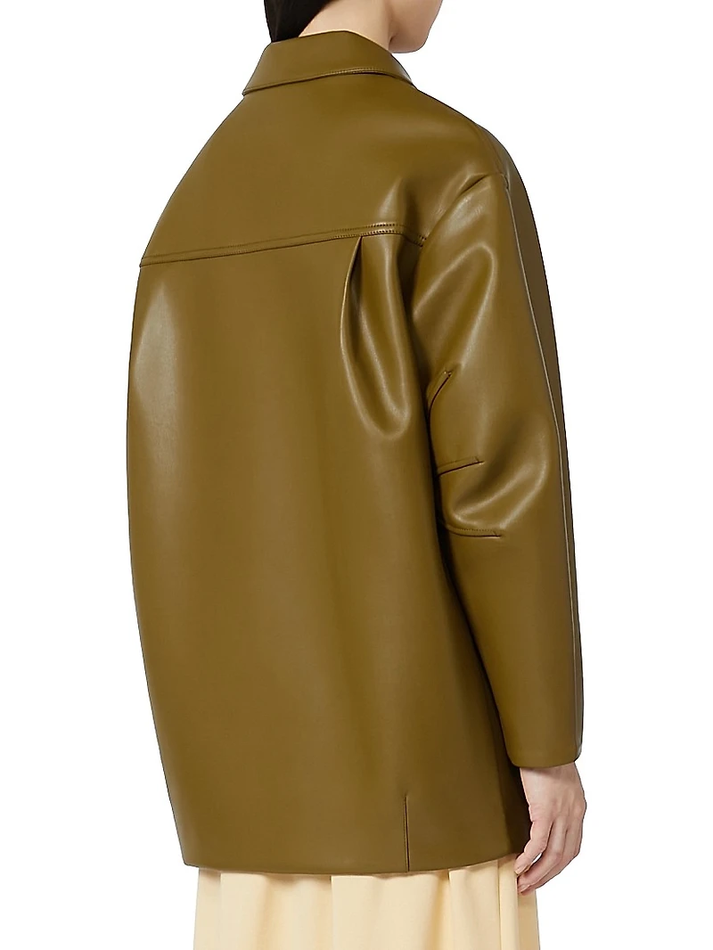 Nappa Leather Look Jersey Pea Coat