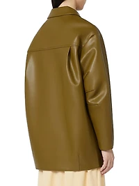 Nappa Leather Look Jersey Pea Coat