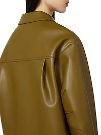 Nappa Leather Look Jersey Pea Coat