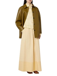 Nappa Leather Look Jersey Pea Coat