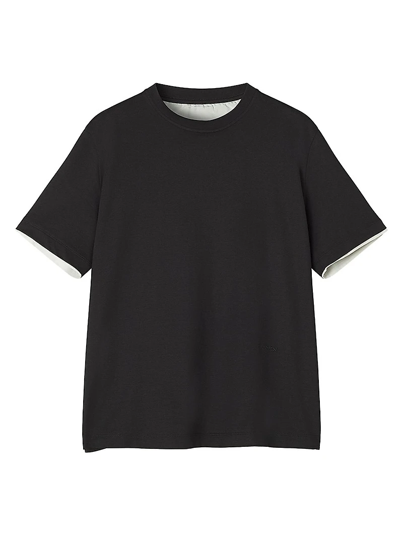 Cotton T-Shirt with Silk Detail