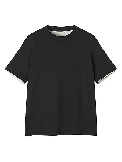 Cotton T-Shirt with Silk Detail