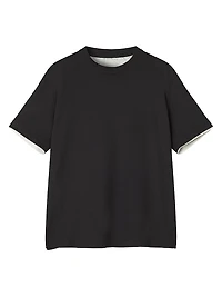 Cotton T-Shirt with Silk Detail
