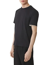 Cotton T-Shirt with Silk Detail