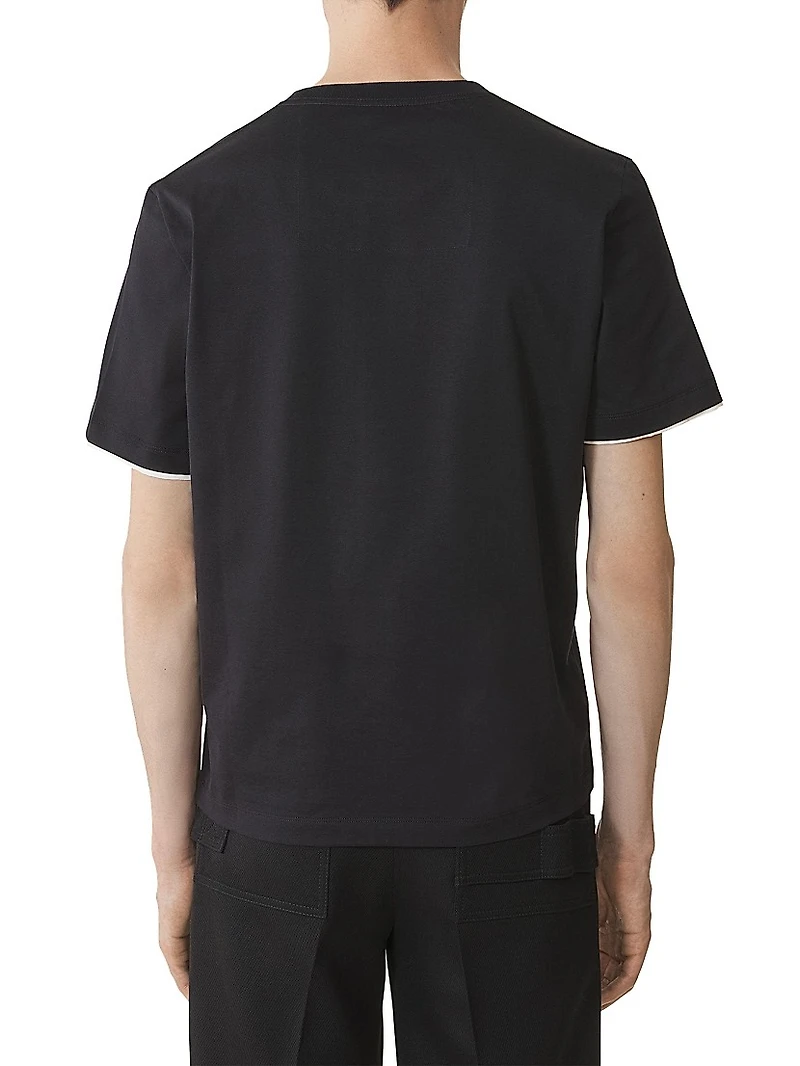 Cotton T-Shirt with Silk Detail