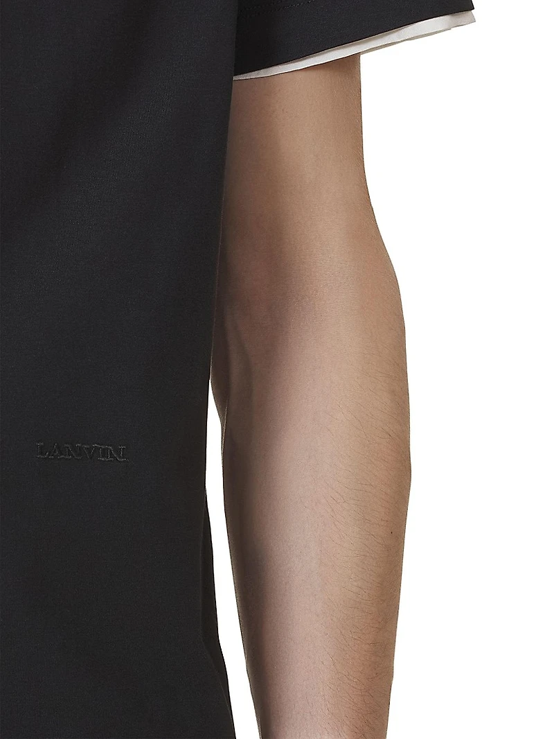 Cotton T-Shirt with Silk Detail
