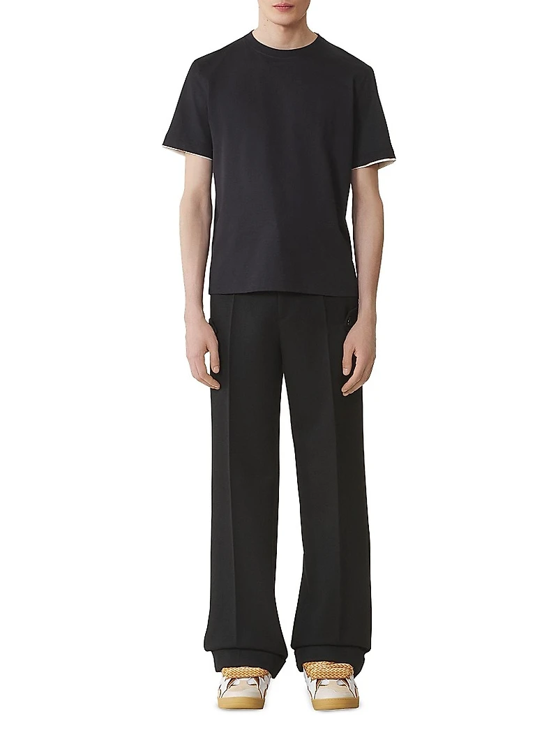 Cotton T-Shirt with Silk Detail