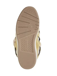 Curb Metallic Leather Sneakers with Mesh Laces