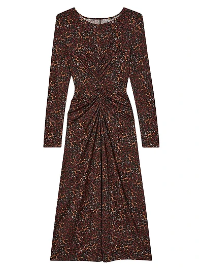 Johnna Ruched Dress-Printed Jersey