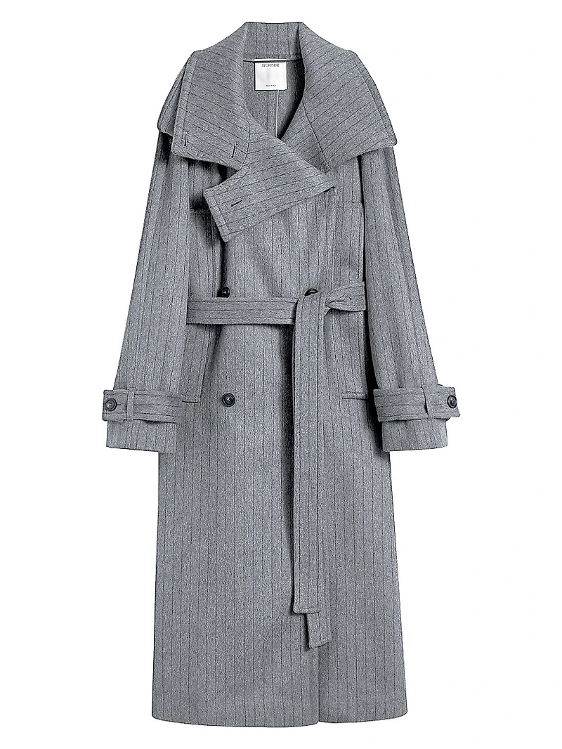 Pinstriped Trench Coat Pure Wool