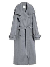 Pinstriped Trench Coat Pure Wool