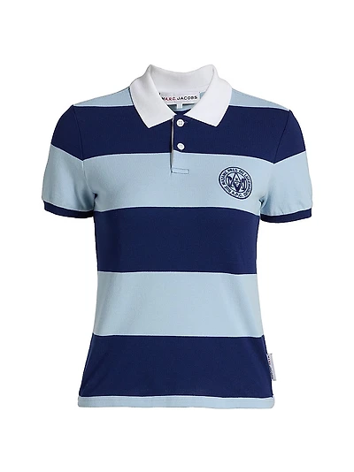 Striped Stretch Cotton Shrunken-Fit Polo Shirt