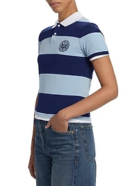 Striped Stretch Cotton Shrunken-Fit Polo Shirt