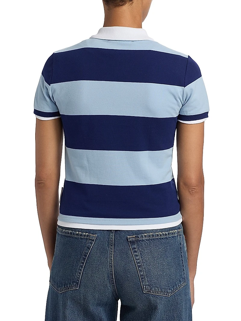 Striped Stretch Cotton Shrunken-Fit Polo Shirt