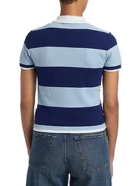 Striped Stretch Cotton Shrunken-Fit Polo Shirt