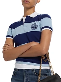 Striped Stretch Cotton Shrunken-Fit Polo Shirt