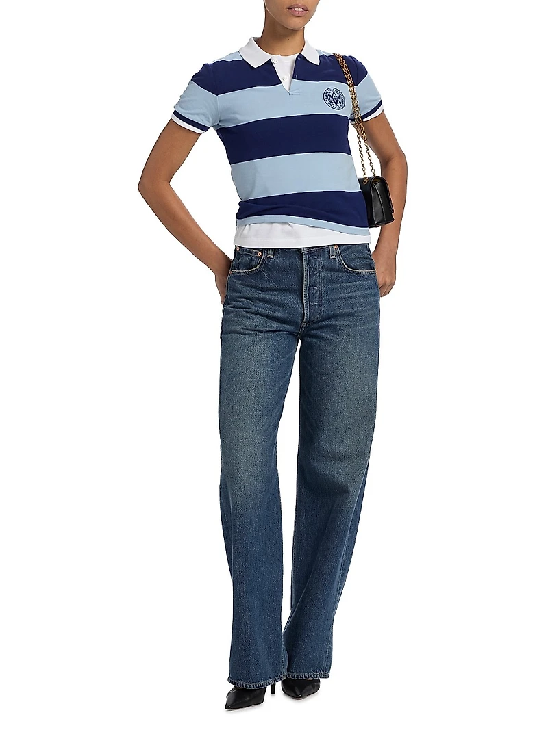 Striped Stretch Cotton Shrunken-Fit Polo Shirt