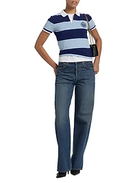 Striped Stretch Cotton Shrunken-Fit Polo Shirt