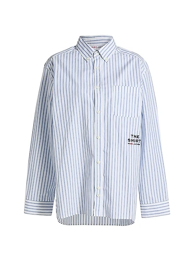Logo-Embroidered Striped Cotton Poplin Shirt