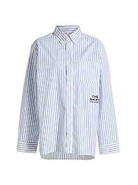 Logo-Embroidered Striped Cotton Poplin Shirt