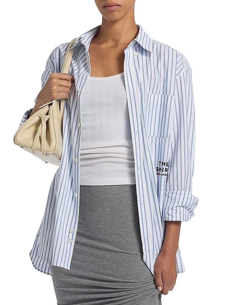 Logo-Embroidered Striped Cotton Poplin Shirt